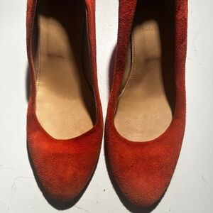 J CREW ORANGE SUEDE WEDGE SHOES